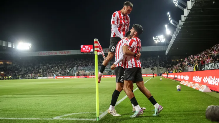 Mecz Cracovia - Górnik. Radość po golu na 1:1