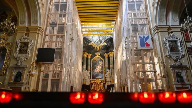 Prace konserwatorskie na Skałce